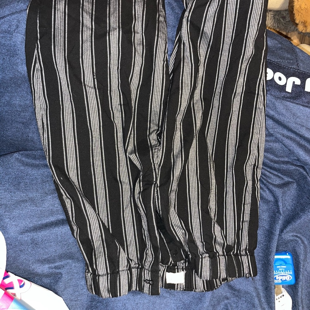black and white pants